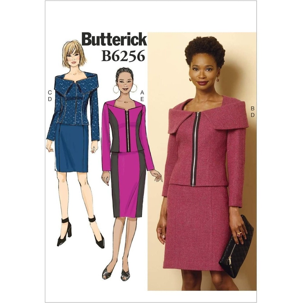 Butterick B6256 Sewing Pattern Misses Size 6-14 Jacket Skirt Suit Uncut FF